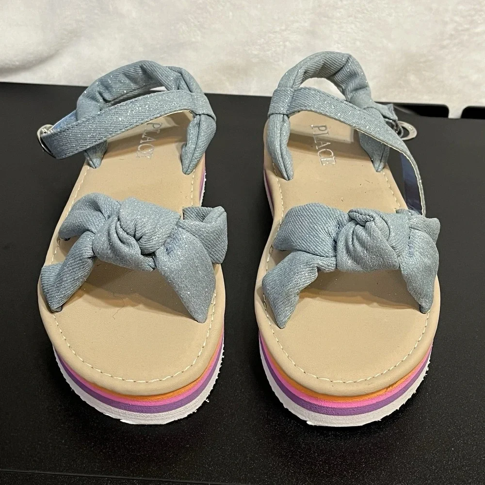 Children's Place Sandals Girl's Size 1 Sparkle Buckle Strap Thick Soles